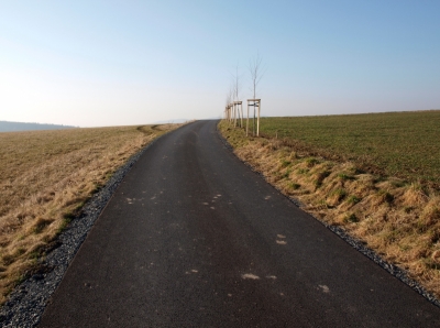 Obr. č.  4 - Jižní pohled na cestu po rekonstrukci a její ozelenění