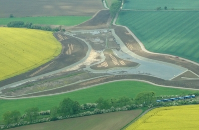 Čelčice celková situace stavby při zahájení napouštění