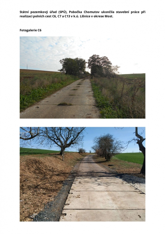 Polní cesta C6 v k.ú. Lišnice v okrese Most
