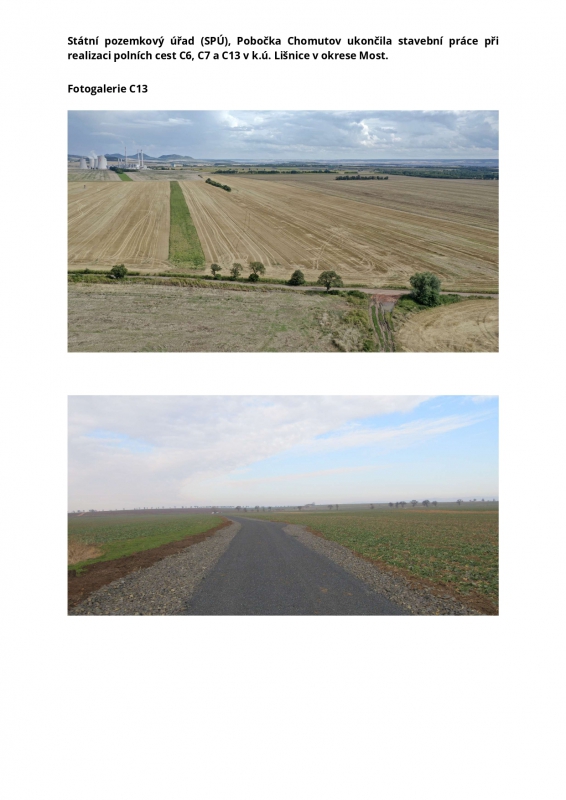 Polní cesta C13 v k.ú. Lišnice v okrese Most