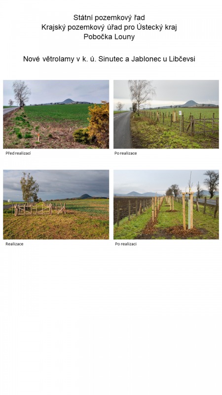 Nové větrolamy v k. ú. Sinutec a Jablonec u Libčevsi