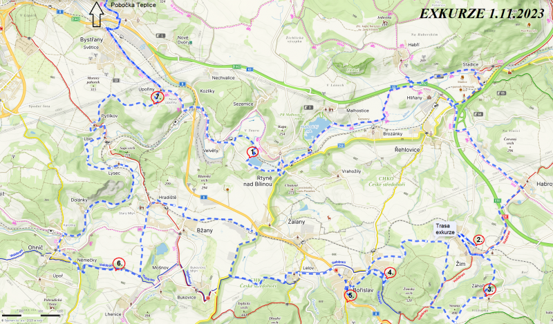 Trasa exkurze UJEP, Teplice
